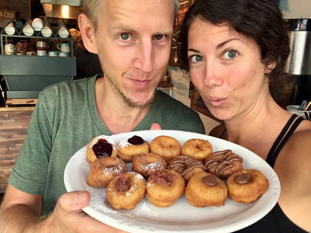 Drew and Lori with Pip's Original doughnuts