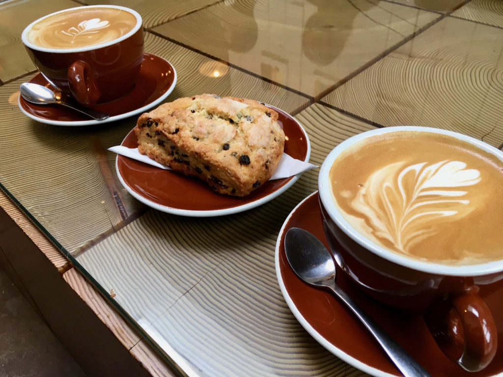 Stumptown Coffee Roasters lattes and scone