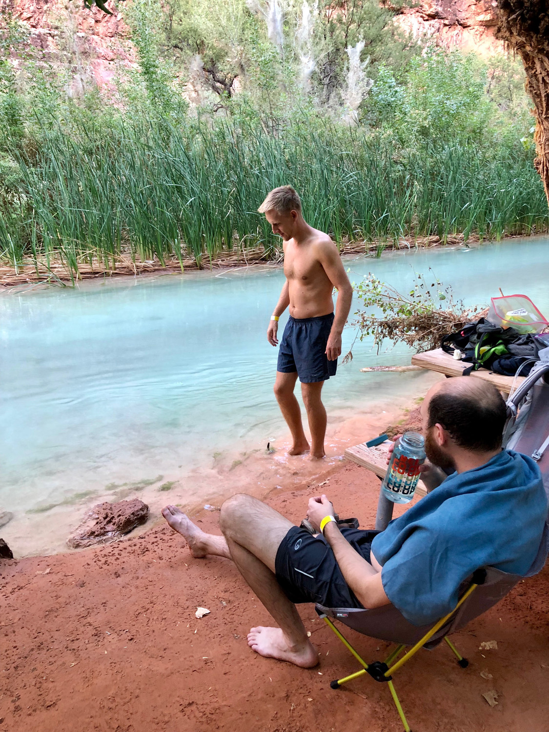 Drew takes a dip in Havasu stream