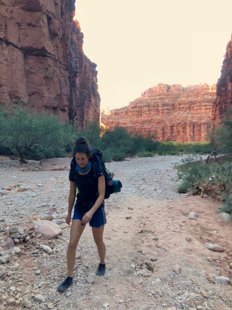 Lori hiking out of Grand Canyon
