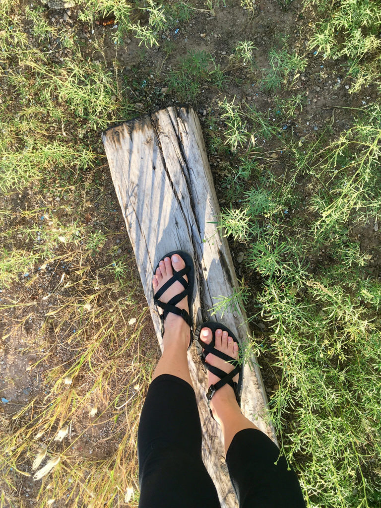 Lori's Unshoes Unita Sandals along Route 66