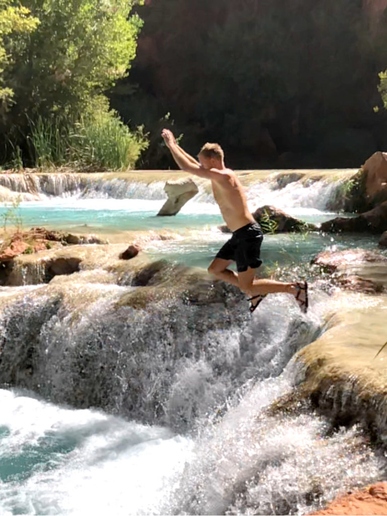 Drew leaping into Havasu lunge pool